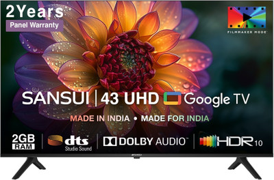 Sansui 109 cm (43 inch) Ultra HD (4K) LED Smart Google TV with Zen Panel Dolby Audio & Filmmaker mode(JSW43GSUHD)