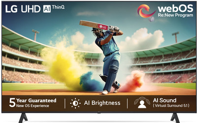 LG UR7500 108 cm (43 inch) Ultra HD (4K) LED Smart WebOS TV with Alpha5 AI Processor 4K Gen6, AI Picture Pro, 4K Upscaling, 60 Hz Refresh Rate, Game Optimizer, Magic Remote Capability, 5-Year Guaranteed with New OS Experience(43UR7500PSC)