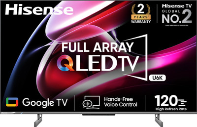 53% OFF on Hisense U6K 139 cm (55 inch) QLED Ultra HD (4K) Smart Google TV With Full Array Local Dimming, Hands Free Voice Control, Dolby Vision and Atmos (55U6K)(55U6K) 53% OFF on Hisense U6K 139 cm (55 inch) QLED Ultra HD (4K) Smart Google TV With Full Array Local Dimming, Hands Free Voice Control, Dolby Vision and Atmos (55U6K)(55U6K)