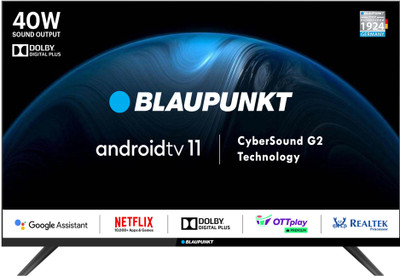 Blaupunkt CyberSound G2 Series 100 cm (40 inch) Full HD LED Smart Android TV with Dolby Digital Plus & 48 W Sound Output(40CSG7112)