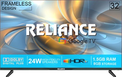 Reliance 80 cm (32 inch) HD Ready LED Smart Google TV with Next Generation Google Smart Led Tv Platform with OTT Apps like Jio Cinema, Netflix, Prime Video, Disney+ Hotstar & More Than 5000 Apps, Frameless Design & Voice Remote with 24 Watts Speaker & 1.5 GB RAM, 8 GB Storage(RW32GD8676HD)