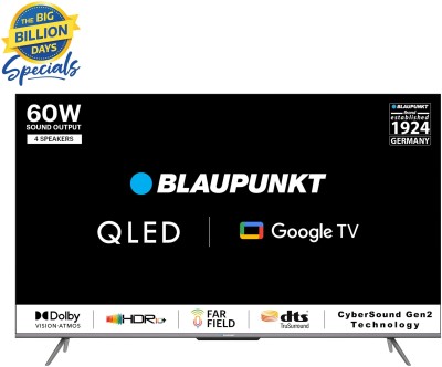 Blaupunkt 126 cm (50 Inch) QLED Ultra HD (4K) Smart Google TV With Dolby Atmos & Far-Field Mic  (50QD7010)