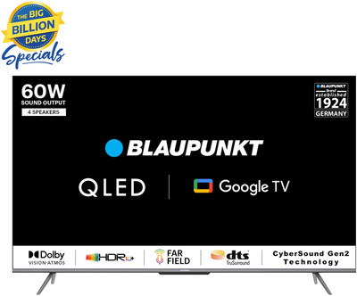 Blaupunkt 164 cm (65 inch) QLED Ultra HD (4K) Smart Google TV With Dolby Atmos & Far-Field Mic (65QD7030)