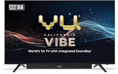 Vu 139 cm (55 inch) Ultra HD (4K) LED Smart Google TV with 88 Watts Sound Bar | 2024 Vibe Series | 400 Nits Brightness| 3 Years Warranty(55VIBE24)