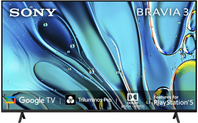 SONY BRAVIA 3 163.9 cm (65 inch) Ultra HD (4K) LED Smart Google TV with Advanced AI Processor X1 HDR, Picture Core, Dolby Vision Atmos(K-65S30)