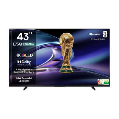 Hisense 43E75Q 107.8 cm (43 inch) QLED Ultra HD (4K) Smart VIDAA TV with 48W Powerful Speakers , Dolby Vision-Atmos , Cricket Mode , Game Mode Plus , Hands-Free Voice Control , VIDAA OS(43E75Q)