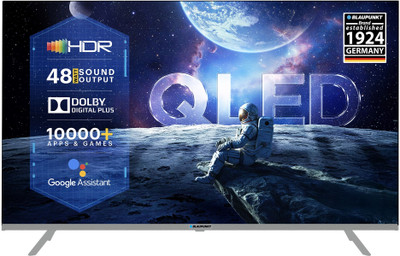 Blaupunkt Quantum Dot 80 cm (32 inch) QLED HD Ready Smart Android TV 2025 Edition with 48W Sound Output | Dolby Audio | Bezel Less Design | RealTek Processor|Chromecast| 10,000 Plus Apps and Games | Google Assistant(32QD7080)