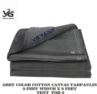 VG TARP Grey Color Cotton Canvas Tarpaulin 9 feet width x 9 feet Tent - For 6(Grey)
