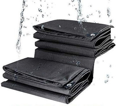 Loop BLACK TARPAULIN/TRIPAL 21X15 FEET(252X180 IN) 200GSM UV Resistant And Waterproof Tent - For Waterproof Tent For Multipurpose Plastic Cover for Truck, Roof, Rain,Outdoor,Sun(Black)