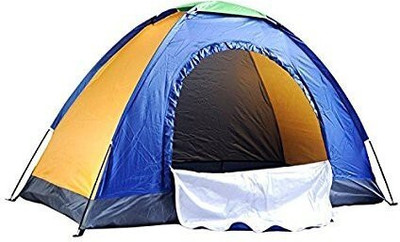 IRIS Portable Outdoor Camping Tent - For 4 Person(Blue, Yellow)