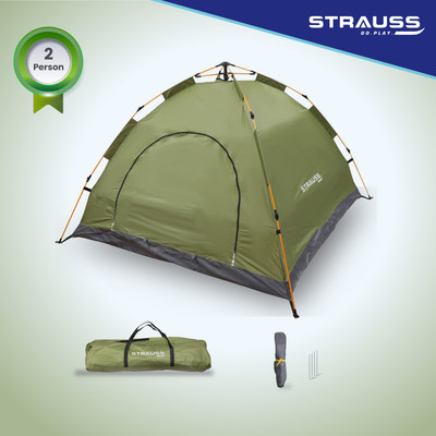 Strauss 2 Person Automatic Camping Tent|Ideal for Picnic,Hiking|Waterproof & Portable Tent - For All Age Group(Green, Black)