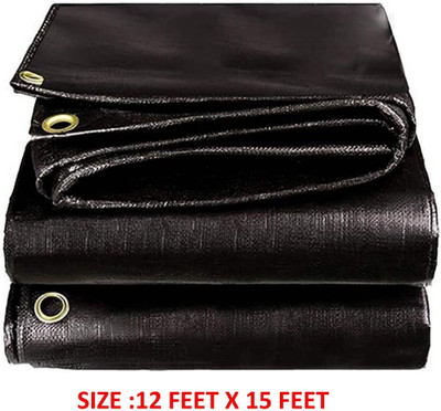 HOUS OF COMMONS TARPAULINE SHEET WATERPROOF COVER Tent - For PROTECT FROM UV RESISTANT,RAIN, 12 FEET X 15 FEET(Black)