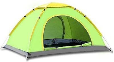 IRIS Portable Outdoor Camping Tent - For 2 Person(Green, Yellow)