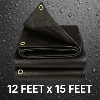 Bharatdecor TARPAULINE 12 FEET X 15 FEET BLACK Tent - For PROTECT FROM UV RESISTANT,RAIN, 12 FEET X 15 FEET(Black)