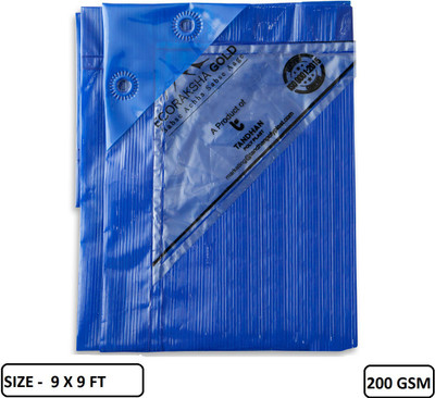 Tandhan Ecoraksha Gold Premium Multilayer Eco-friendly 9 FT x 9 Ft tarpaulin Sheet Tent - For Multipurpose 200 Gsm Plastic Cover Tharpai(Blue)
