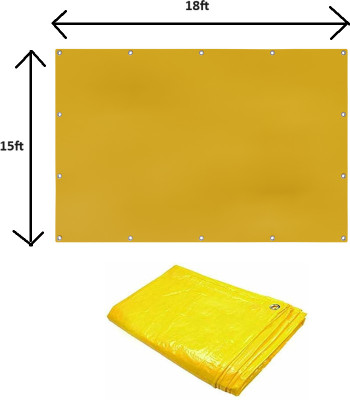 Greenery TARPAULINE 18 X 15 FEET 160GSM Tent - For waterproof, uv resistant, shade, aluminum eyelet, Premium quality TARPAULINE(Yellow)