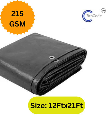 BroCode (12Ftx21Ft) Tarpaulin Sheet Waterproof Plastic Cover for Truck, Roof, Rain, Tent - For NA(Black)