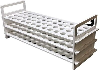 GALAXY SALES Polypropylene Test tube stand Polylab Test tube stand 3 TIER: 13 mm X 48 Holes Polypropylene Test Tube Rack(48 Tubes Silver)