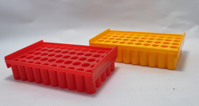 moolenterprises Test tube stand holder 12 MM 50 holes (pack of 2) Plastic Test Tube Rack(50 holes Red)