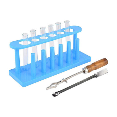 SBT Borosilicate Glass Test Tube Stand (6pcs) Test Tube Holder Spatula (Combo 9) Plastic Test Tube Rack(6 White)