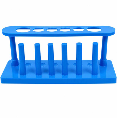 CORELAB SCIENTIFIC 6-Hole Laboratory Test Tube Holder for School, College & Research Labs Plastic Test Tube Rack(6 Test Tubes Blue)
