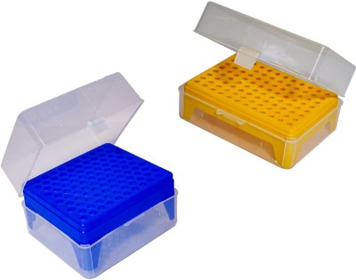 Clear & Sure Micro Pipette Tips Stand/Rack for Laboratory 1000ul, 200ul, (Pack of 2) Plastic Test Tube Rack(96 Holes Yellow, Blue)