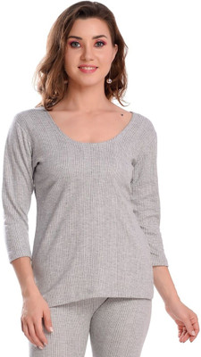 PIBU Thermal Set Winter Innerwear Top & Bottom Warm Cotton Blend Ribbed Thermals Women Top - Pyjama Set Thermal