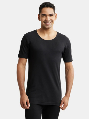JOCKEY Solid Men Round Neck Black T-Shirt