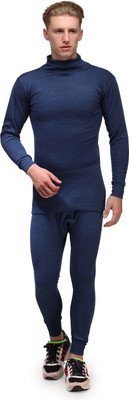 ALFA Men's Solid High Neck Thermal Wear Top and Bottom Set Men Top - Pyjama Set Thermal