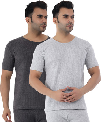 Selfcare Selfcare Men Soft Polycotton Striped Thermal Half Sleeve Round Neck Tops|SW1116 Men Top Thermal