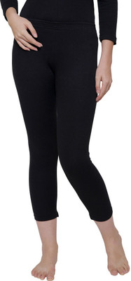Bodycare Insider Black Solid Thermal Women Pyjama Thermal
