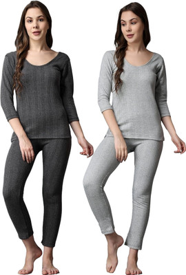 HoBsuns HoBsuns Women Soft-Warm Polycotton 3/4 Slevee Thermal Top And Pyjama Set|HBT0042 Women Top - Pyjama Set Thermal