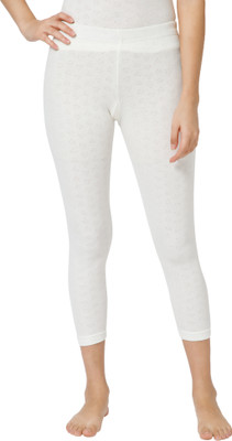 Bodycare Insider Off White Solid Thermal Women Pyjama Thermal