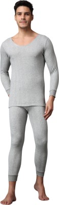 Wearslim Cotton Quilted Winter Lightweight Thermal Underwear for Men with Fleece Lined Men Top - Pyjama Set Thermal