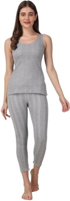 Rivaaz Collection Rivaaz Collection Women’s Striped Soft & Warm Polycotton Sleeveless Thermal Set Women Top - Pyjama Set Thermal