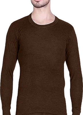 Aakarshini full sleeve woolen inner in dark brown - round neck, winter, extremely warm Men Top Thermal