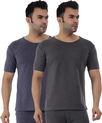 Selfcare Selfcare Men Soft Polycotton Striped Thermal Half Sleeve Round Neck Tops|SW1115 Men Top Thermal