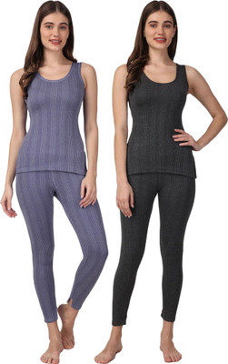 HoBsuns HoBsuns Women Soft-Warm Polycotton Sleveeless Thermal Top And Pyjama Set|HBT0050 Women Top - Pyjama Set Thermal