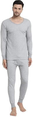 Inner Comfort Wool Fullsleeves Round Neck Top & Length Bottom Innerwear for Men (Grey) Men Top - Pyjama Set Thermal
