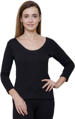 Bodycare Insider Black Solid Thermal Women Top Thermal