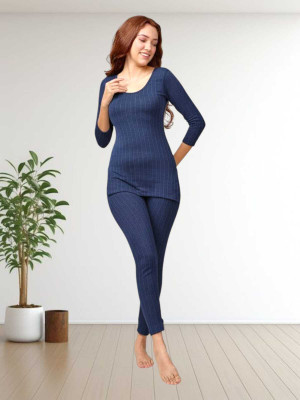 RELIUS women thermal top and bottom set White | ladies winter innerwear set | innerwear Women Top - Pyjama Set Thermal