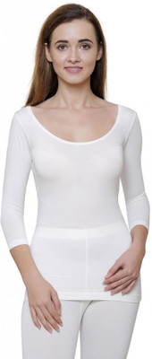 BodyCare THERMALS WOMEN TOP ROUND NECK FULL SLEEVES SOLID OFF WHITE Women Top Thermal