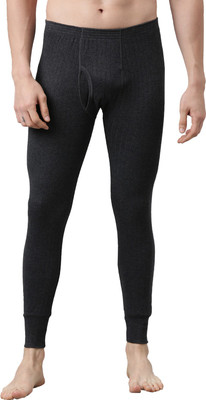 Josh Dark Grey Solid Trouser Men Pyjama Thermal
