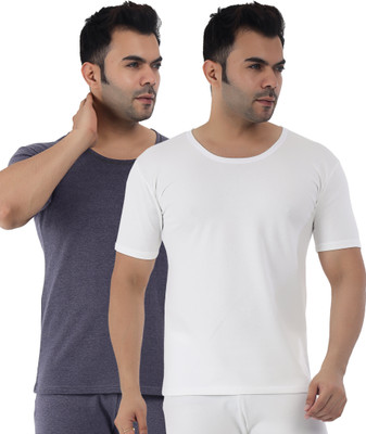 Selfcare Selfcare Men Polycotton Lycra Solid Thermal Half Sleeve Round Neck Top|SW1105 Men Top Thermal