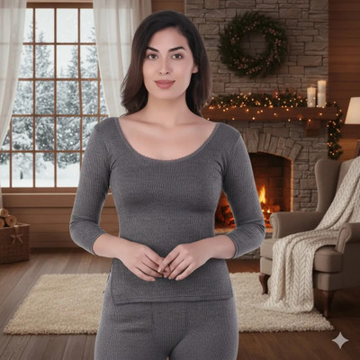 ewears EWEARS Women’s Cotton Thermal U-Neck Full Shoulder Top | Innerwear for Women Women Top - Pyjama Set Thermal