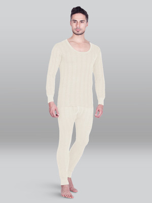 LUX INFERNO White Full Sleeves Round Neck Men Top - Pyjama Set Thermal