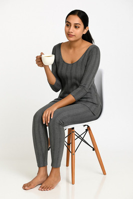 Trendy Rabbit women thermal set21-SGREYA Women Top - Pyjama Set Thermal