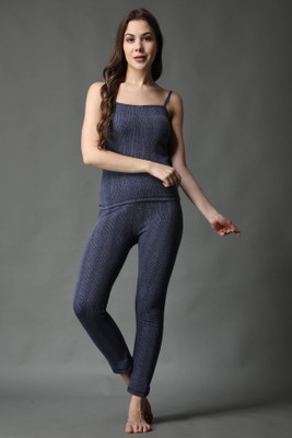FF Thermal Warmer Spaghetti & Pyjama Set, Ultra Soft Winter Top & Lower Thermal Set Women Top - Pyjama Set Thermal
