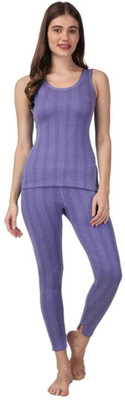 Rivaaz Collection Rivaaz Collection Women’s Striped Polycotton Sleeveless TOP LOWER Thermal Set Women Top - Pyjama Set Thermal