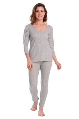 EMBATA Women's Thermal Underwear Set Soft Fleece Lined Winter Warm Base Top & Bottom Women Top - Pyjama Set Thermal